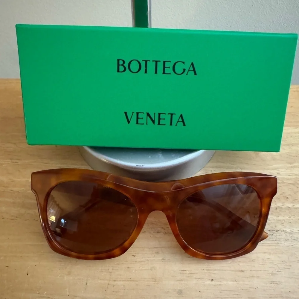Bottega Veneta Brown Rectangular Sunglasses